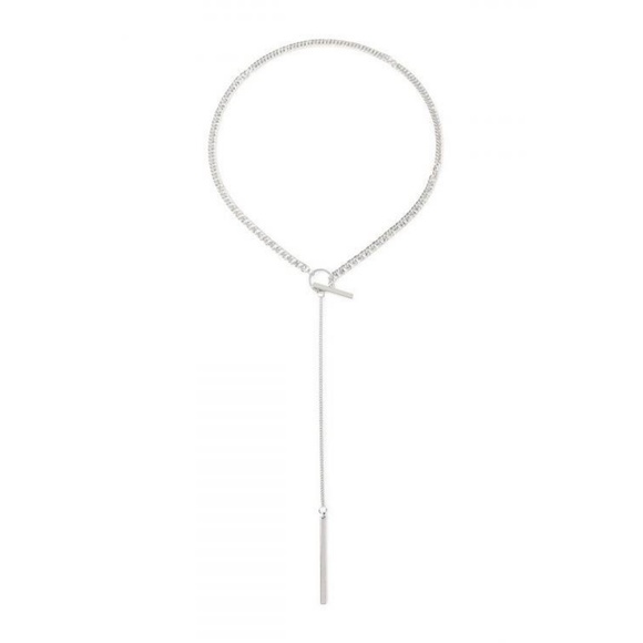 Luxe Label Jewelry - Lariat Drop Necklace (Silver)